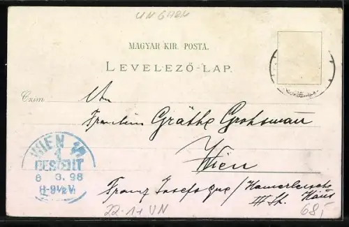 Lithographie Steinamanger, Synagoge, Gyöngyösgasse, Herrn-Casino, Hauptplatz