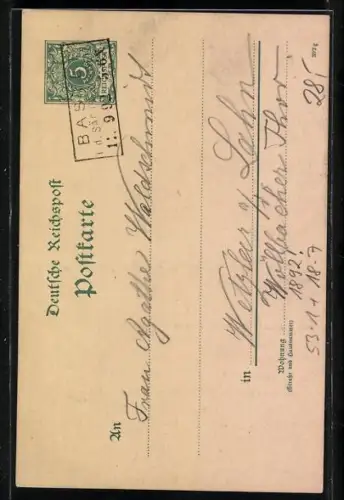 Vorläufer-Lithographie Bastei /Sächs. Schweiz, 1892, Hotel, Bastei-Brücke und Basteifelsen, Ganzsache