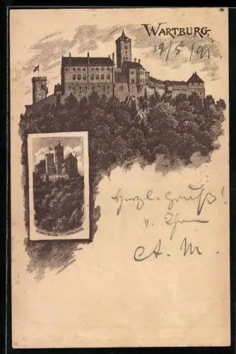 Vorläufer-AK Ganzsache PP9 F400: Wartburg, 1891, Gesamtansicht und Südseite