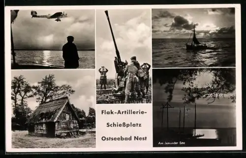 AK Nest, Flak-Artillerie-Schiessplatz, Flugzeug mit  über Meer, Am Jamunder See