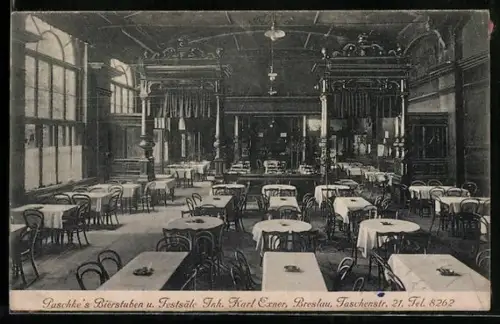 AK Breslau, Gasthaus Paschke`s Bierstuben, Inh. Karl Exner, Taschenstrasse 21