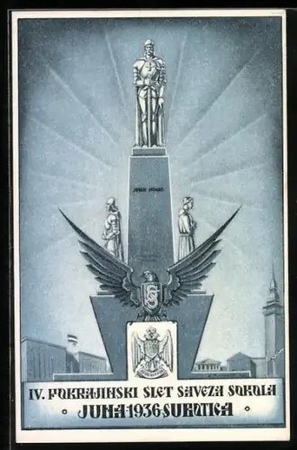 AK IV. Fokrajinski slet savezh Sokola 1936, Denkmal