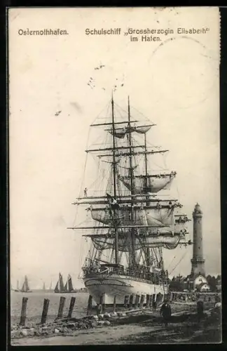 AK Osternothafen, Schulschiff Grossherzogin Elisabeth im Hafen