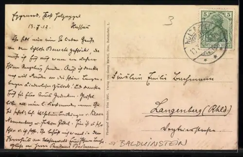 AK Balduinstein, Schloss Schaumburg mit französischem Garten