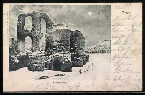 AK Trier, Kaiserpalast im Winter