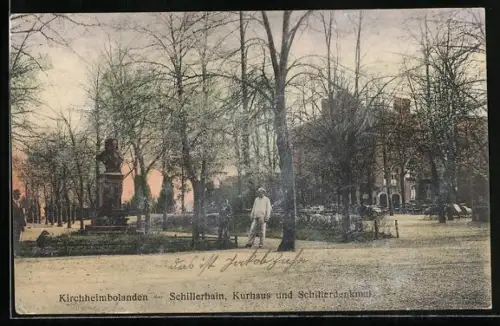 AK Kirchheimbolanden, Schillerhain, Kurhaus und Schillerdenkmal