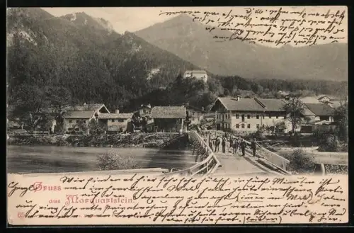 AK Marquartstein, Brücke, Ortsansicht