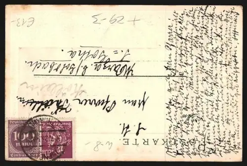 Passepartout-Lithographie Herreninsel, Insel gegen Kampenwand, Frau in Tracht