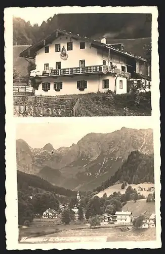 AK Ramsau / Berchtesgaden, Gasthaus und Ortsansicht