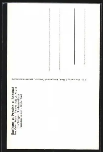 AK Fischingen /Hohenzollern, Gasthaus und Pension zum Bahnhof, Ortspartie mit Wegweiser nach Fischingen, Teilansicht