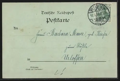 Lithographie Villingen /Baden, Lehr- und Erziehungs-Institut St. Ursula, Hof