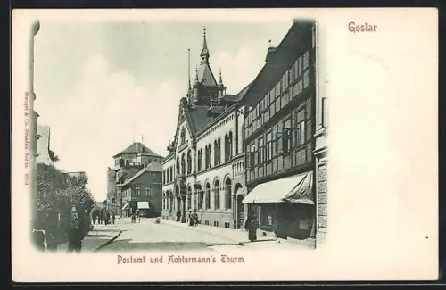 AK Goslar, Postamt und Achtermann`s Turm