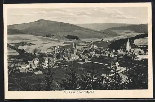 AK Ober-Netphen, Ortsansicht mit Kirche