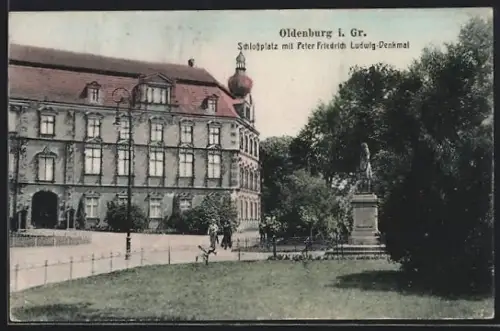 AK Oldenburg i. Gr., Schlossplatz, Peter Friedrich Ludwig-Denkmal