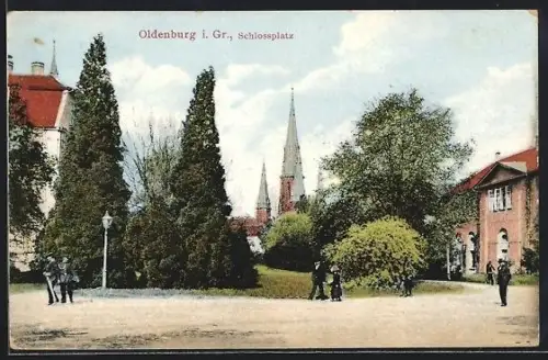 AK Oldenburg i. Gr., Partie am Schlossplatz