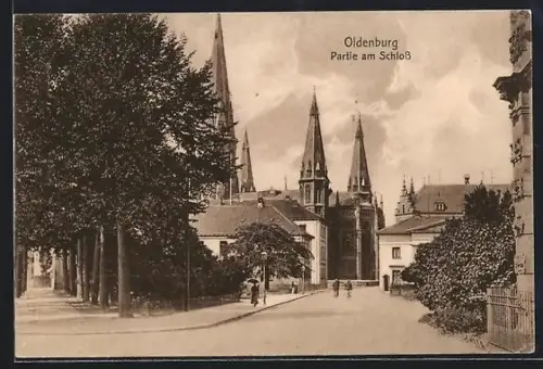 AK Oldenburg / O., Partie am Schloss