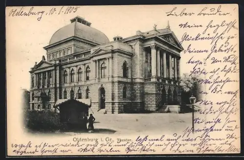 AK Oldenburg i. Gr., Blick zum Theater