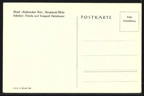 AK Dermbach /Rhön, Hotel Sächsischer Hof, Inh. Frieda und Irmgard Steinhauer