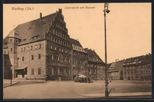 AK Freiberg /Sa., Untermarkt mit Museum