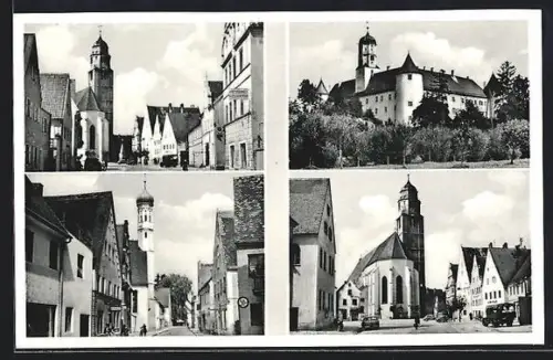 AK Höchstädt /Donau, Partie an der Kirche, Strassenansichten