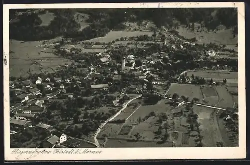 AK Ohlstadt b. Murnau, Fliegeraufnahme des Ortes