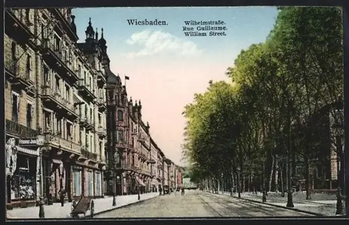 AK Wiesbaden, Blick in die Wilhelmstrasse