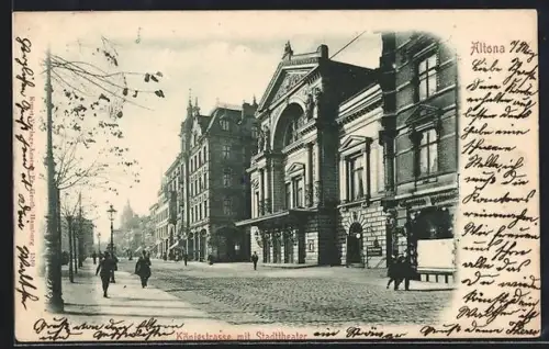 AK Hamburg-Altona, Königstrasse mit Stadttheater
