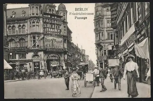 AK Berlin, Passage Friedrichstrasse mit Panopticum und Geschäften