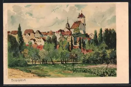 Künstler-AK Fritz Bergen: Besigheim, Ortspartie mit Blick zur Kirche
