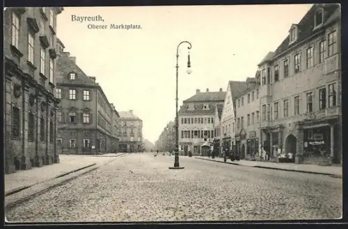 AK Bayreuth, Oberer Marktplatz mit Geschäften