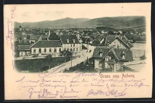 AK Achern, Teilansicht mit Strassenpartie