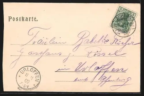 AK Achern, Teilansicht mit Strassenpartie