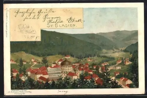 Künstler-AK St. Blasien, Teilansicht