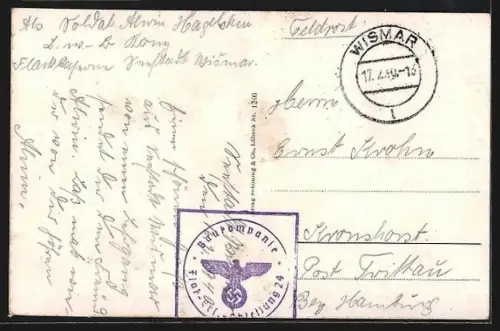 AK Wismar, Ortsansicht mit Anlegestellen