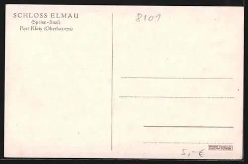 Künstler-AK Edward Harrison Compton: Klais /Oberbayern, Schloss Elmau, Speise-Saal