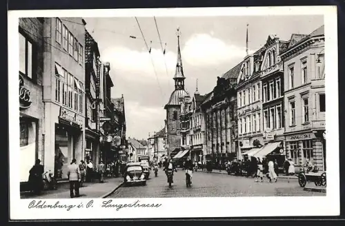 AK Oldenburg / O., Langestrasse mit Geschäften