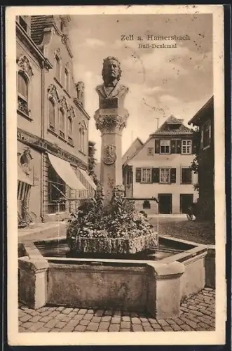 AK Zell / Harmersbach, Buss-Denkmal im Sonnenschein