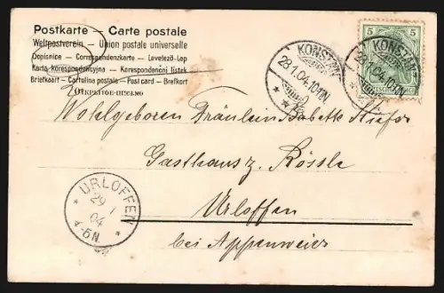 AK Konstanz, Reichspostgebäude mit Litfasssäule