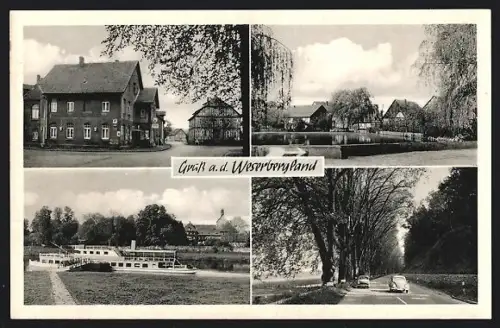 AK Grohnde /Weserbergland, Gasthaus Weisses Ross, Weserschiff, Allee