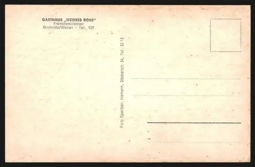 AK Grohnde /Weserbergland, Gasthaus Weisses Ross, Weserschiff, Allee