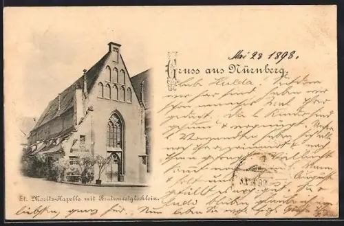 AK Nürnberg, St. Moritz-Kapelle mit Gasthaus Bratwurstglöcklein