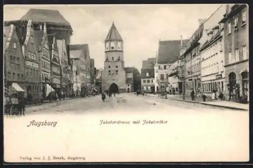 AK Augsburg, Jakoberstrasse mit Jakoberthor