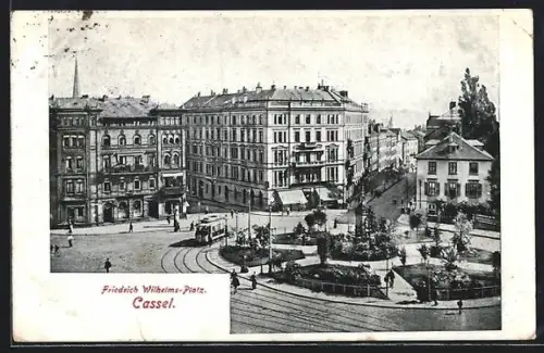AK Kassel, Friedrich Wilhelms-Platz mit Strassenbahn