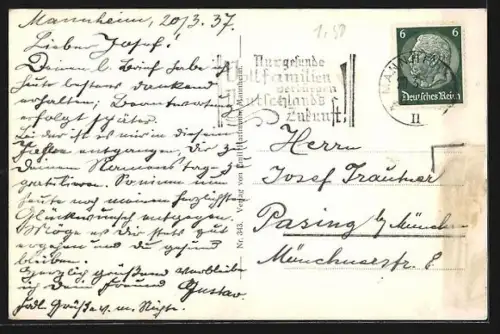 AK Mannheim, Partie an der Strasse Neue Planken, Café Kossenhaschen, Strassenbahn