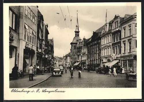 AK Oldenburg i. O., Langestrasse mit Geschäften