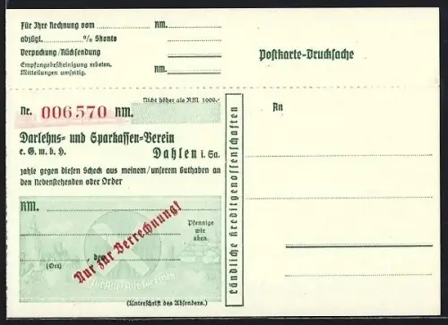 AK Dahlen i. Sa., Darlehns- u.Sparkassen-Verein, Checkkarte