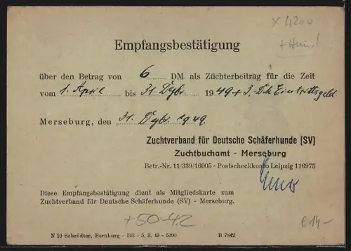 AK Merseburg, Zuchtverband für Deutsche Schäferhunde SV, Schliessfach 149