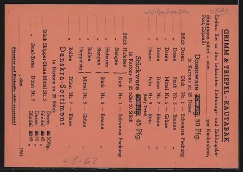 Künstler-AK Wiesbaden, Grimm & Triepel Kautabak, Walter P. Haas, Vertretung und Fabriklager, Albrecht-Dürer-Strasse 17