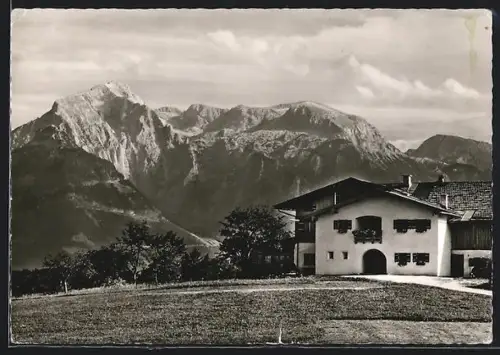 AK Berchtesgaden-Bischofswiesen, Alpengasthof und Pension Loipl mit Hohem Göll