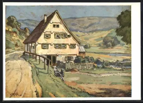 Künstler-AK Dapfen a. Lauter, Altes Haus